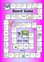 English Worksheet: Board Game - Quiz Time (Easy)