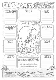 English Worksheet: Describing Elephants