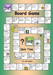 English Worksheet: Board Game - Quiz Time (Pre-intermediate)