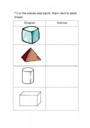 English worksheet: 3D shapes