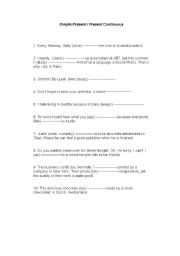 English Worksheet: simple present vs. present continuous