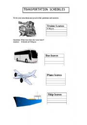 English Worksheet: Transport Schedules
