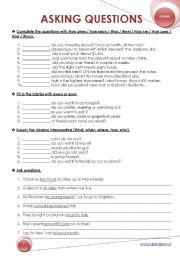 English Worksheet: Asking questions