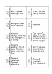 English Worksheet: The Ultimate Telephoning Challenge - Cards - Phone Calls (Arrange Time to Meet) Business English Role Play Cards