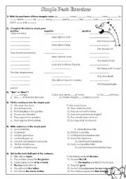 English Worksheet: Exercises on Simple Past - b/w version (sheet 2) 