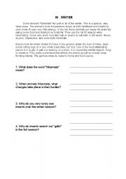 English Worksheet: reading passage and comprehension question