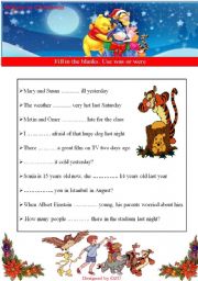 English Worksheet: to be past 2