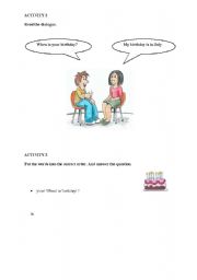 English Worksheet: Activity 2 for Months