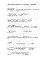 English Worksheet: Grammar practice (mixed tense, reported speech, if conditional)