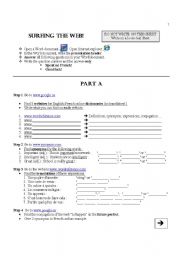 English Worksheet: Surfing the web - introduction to online dictionaries