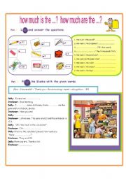 English Worksheet: How much is the ...?   How much are the ..?