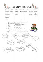 English Worksheet: prefixes