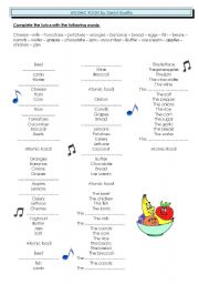 English worksheet: atomic food