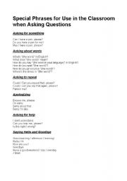 English worksheet: Classroom language