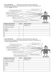 English Worksheet: A day in the life of