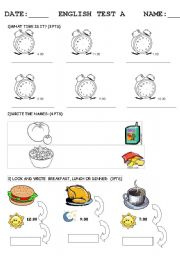 test on the time,  foodl & meal times  TEST A & B