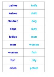 English Worksheet: Irregular Plurals Domino