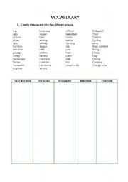 English worksheet: word groups
