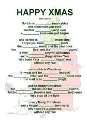 English Worksheet: happy xmas (war is over)