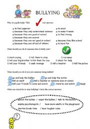 English Worksheet: School bullying