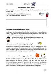 English Worksheet: METALS - Whats special about? - Properties