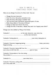 English Worksheet: How to Write a Fractured Fairy Tale