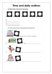 English Worksheet: Time and daily routines