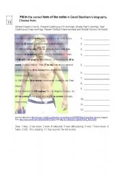 English Worksheet: David Beckham: revision tenses