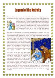 English Worksheet: Legend of the Nativity 