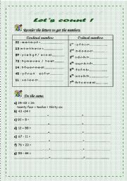 English Worksheet: Lets count !
