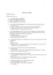 English worksheet: American Culture Quiz