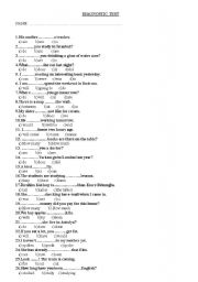 English Worksheet: Diagnostic Test