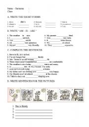 English Worksheet: to be present simple