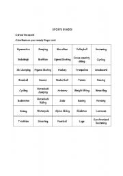 English Worksheet: Sports Bingo Tags