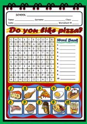 English Worksheet: DO YOU LIKE PIZZA?