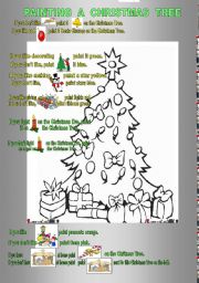 English Worksheet: Painting the Christmas Tree