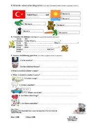 English Worksheet: 2009/2010, 1st term,2nd exam or worksheet for 4th grade (part two)