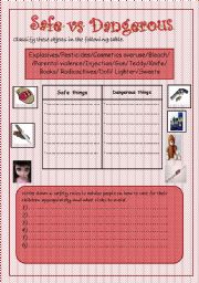 English Worksheet: safe vs dangerous