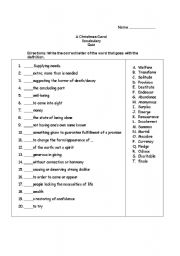 A Christmas Carol by Charles Dickens Vocabulary Quiz - ESL worksheet by cab86