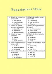 English Worksheet: SUPERLATIVES QUIZ