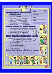 English Worksheet: pronouns madness color version