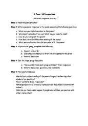 English Worksheet: 1 poem: 16 responses