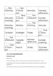 English worksheet: Prepositions of Time