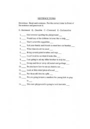 English Worksheet: Sentence Types