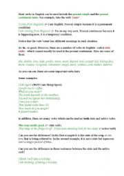 English Worksheet: Active and state verbs