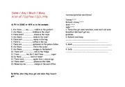 English Worksheet: Some-Any-Much-Many-(A) Few-(A) lttle