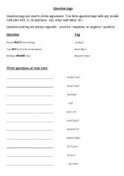 English Worksheet: Question tags