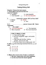 English worksheet: test writing