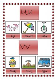 English Worksheet: picture dictionary U, V and W ( 2 pages)