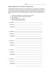 English Worksheet: Supporting Inferences